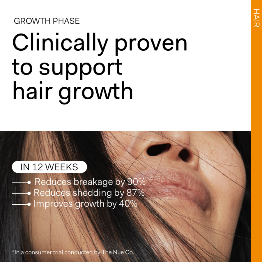 The Nue Co. GROWTH PHASE - Naturalny suplement na wypadanie włosów - 60 kapsułek -  | Adaptogeny | Promocje | Suplementy na skórę, włosy, paznokcie | Suplementy na włosy i paznokcie | The Nue Co. | Witaminy | Włosy | Nowości | Suplementy Wellness | Suplementy w kapsułkach | The Silencio