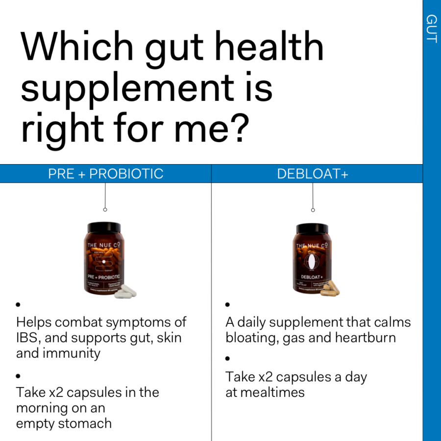 The Nue Co. PREBIOTIC + PROBIOTIC - Suplement na wzdęcia, IBS i zdrowy mikrobiom jelit - 60 kapsułek -  | Prebiotyki | Prebiotyki | Probiotyki | Probiotyki | Regulujące trawienie | Suplementy na jelita i wzdęcia | Suplementy na odporność | Suplementy na skórę, włosy, paznokcie | Suplementy na stres | The Nue Co. | Zapachy funkcjonalne | Nowości | Suplementy Wellness | Suplementy wegańskie | Suplementy w kapsułkach | The Silencio
